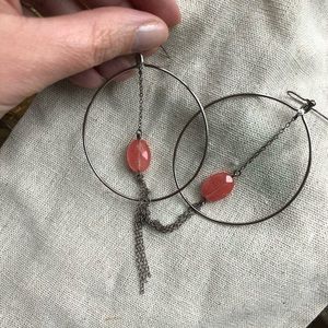 nabi Jewelry - Nabi Sterling silver & rose quartz hoop earrings nabi Jewelry - Nabi Sterling silver & rose quartz hoop earrings